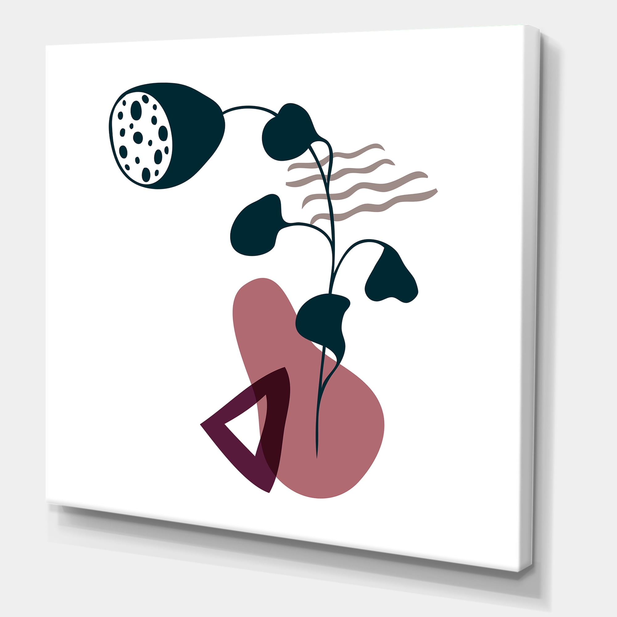 Abstract Flowers Plants With Elementary Shapes V 36 in x 36 in Painting Canvas Art Print, by Designart