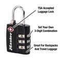 thumbnail image 3 of Master Lock Black TSA-Approved Luggage Lock with Wide Lock Body and Thin, Durable Steel Shackle, Zipper Lock for Backpacks, Luggage, 4680DBLK, 3 of 7