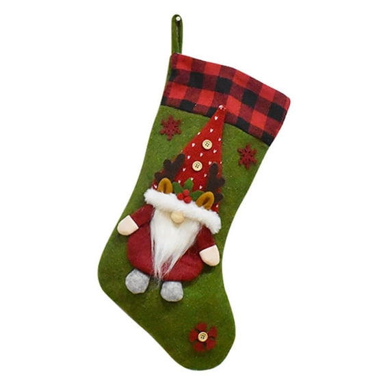 Christmas sale! Christmas Stocking, 19 Inch 3D Gnomes Santa Christmas Stockings Fireplace Hanging Stockings for Family Christmas Decoration Xmas Character Holiday Season Party Decor