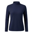 thumbnail image 7 of Women's Thermal Fleece Base Layer Top, Semi-Turtleneck Long Sleeve Shirt, Soft Warm Lining T-Shirt, Comfortable Slim Fit Layering Essential, Autumn Winter Inner Wear Navy XXXXXL, 7 of 7