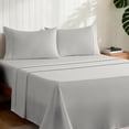 thumbnail image 2 of EMONIA Queen Bed Sheet Set 4-Piece with 14" Deep Pocket, Hotel Luxury Super Soft & Breathable Polyester Washed Cotton Fabric (Light Gray), 2 of 12