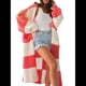 thumbnail image 1 of Suéteres Tipo Cárdigan para Mujer, Otoño-Invierno, Tejidos con Bloques de Colores Arcoíris, Rayas, Acogedores, de Larga, con Bolsillos Delanteros Abiertos Rojo XL, 1 of 8