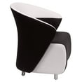 thumbnail image 4 of BizChair Black LeatherSoft Curved Barrel Back Lounge Chair with Melrose White Detailing, 4 of 6