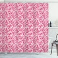 thumbnail image 1 of Hippie Shower Curtain, Abstract and Vintage Leaves Bohemian Oriental Sacred Motif in Pink Shades, Fabric Bathroom Set with Hooks, 69W X 75L Inches Long, Magenta and White, by Ambesonne, 1 of 3