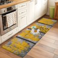 thumbnail image 3 of Yellow Teal Daisy Washable Runner Rugs 2'x6', Grey Yellow Wood Grain Bubble Butterfly Low Pile Throw Entryway Rug Non-Slip Sturdy Edge Binding Carpet for Indoor Bedside Entrance Bedside, 3 of 9