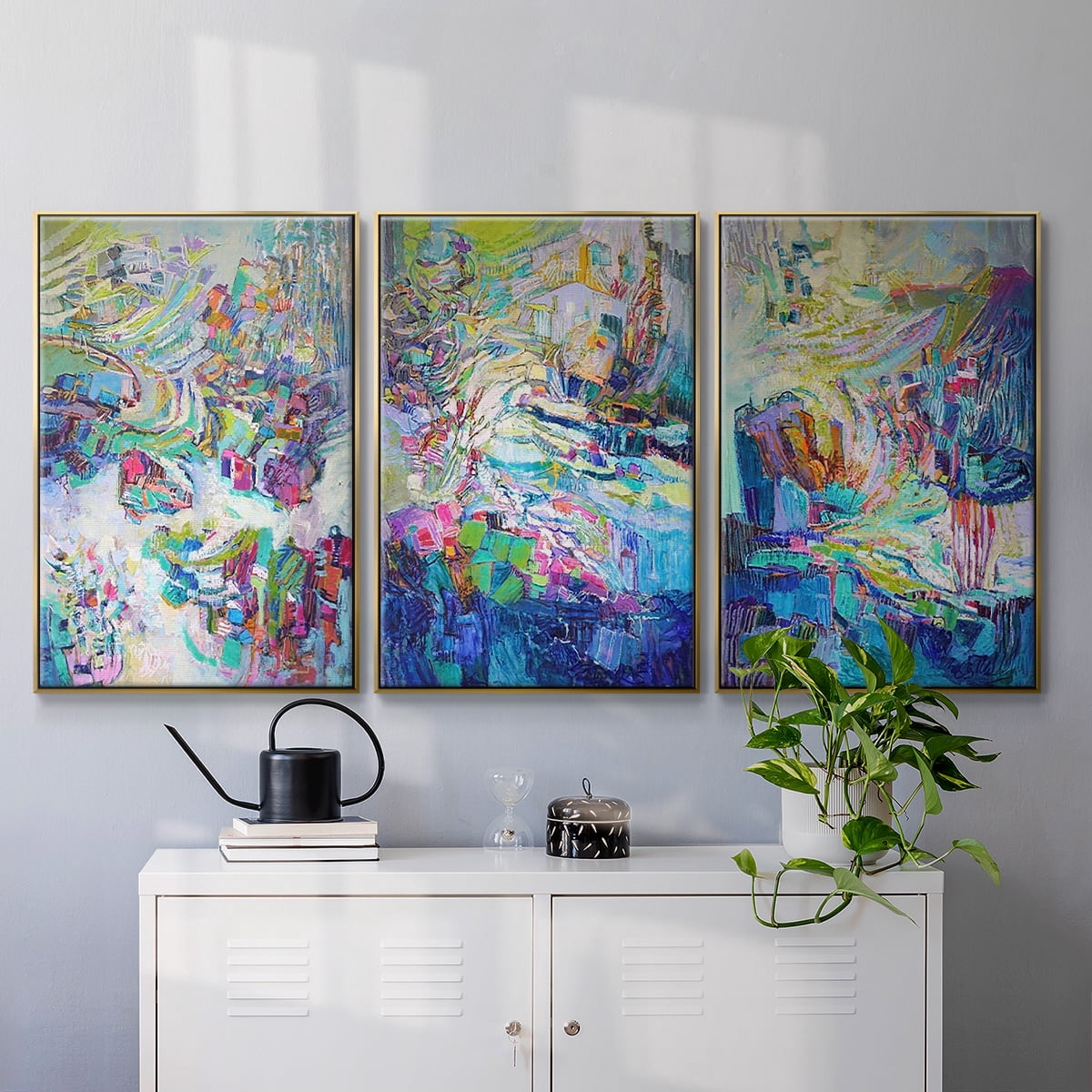 Gathering up the Goddess I - Framed Premium Gallery Wrapped Canvas L Frame 3 Piece Set - Ready to Hang