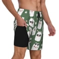 thumbnail image 2 of Kdxio Alpaca Faces Print Men'S Swim Trunks With Compression Liner 7 Inch Inseam Quick Dry Swim Shorts, 2 of 7