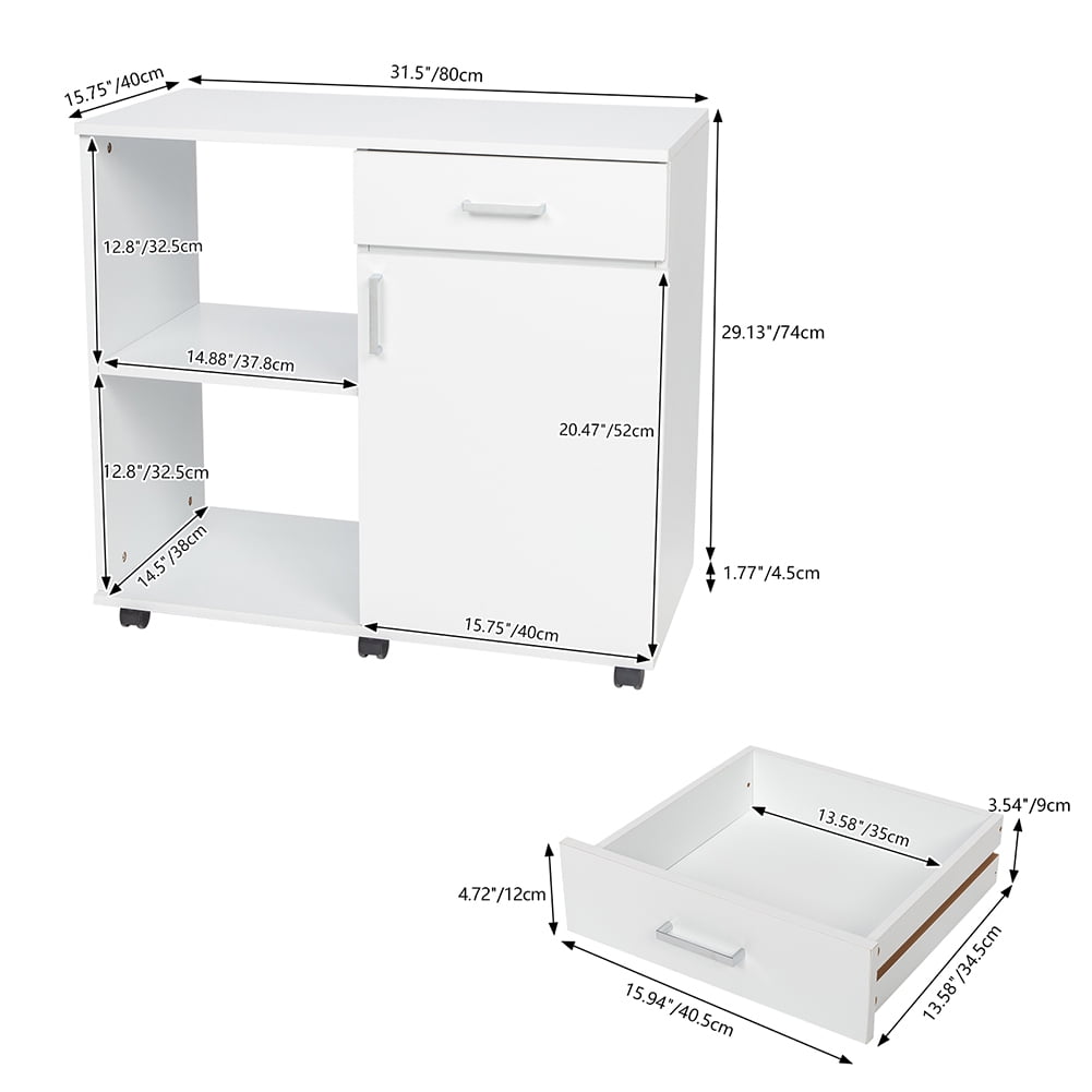 Canddidliike Office File Cabinets, Three Layers Left Frame Right Cabinet MDF and PVC - White