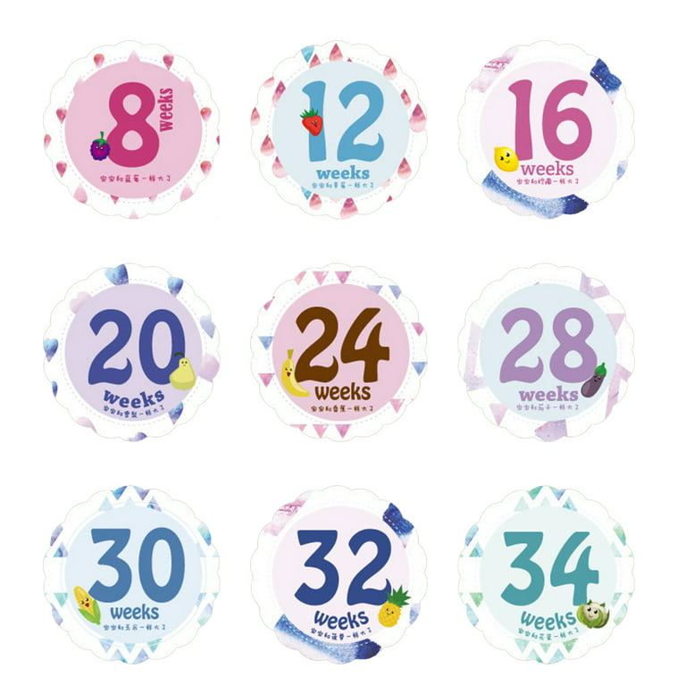 1111Fourone 14 Sheets/set Newborn Baby Month Milestone Sticker Pregnant  Women Belly Monthly Photograph Stickers Weeks Photo Picture Props 