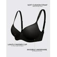 thumbnail image 4 of Deyllo Women's Full Coverage Push Up Seamless T-Shirt Bras Plus Size Padded Wired Support Bra,Black 38D, 4 of 8