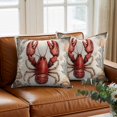 thumbnail image 3 of Marine Life Throw Pillow Cover Shell Red Lobster Coral Cotton Linen Cushion Cover Throw Pillow Case with Invisible Zipper for Couch Sofa Bed Chair Car 18x18 Inch, 3 of 14