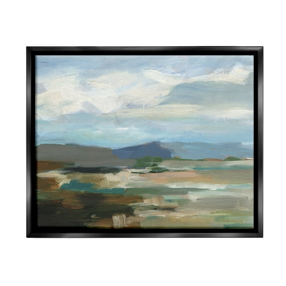 Stupell Industries Abstract Cloudy Mountains Landscape Painting Black Floater Framed Canvas Art Print Wall Art, 21 x 17