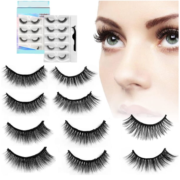 Pestañas autoadhesivas reutilizables No se necesita pegamento ni delineador de ojos Fácil de aplicar Pestañas postizas estables/antideslizantes Aspecto natural (5 pares)