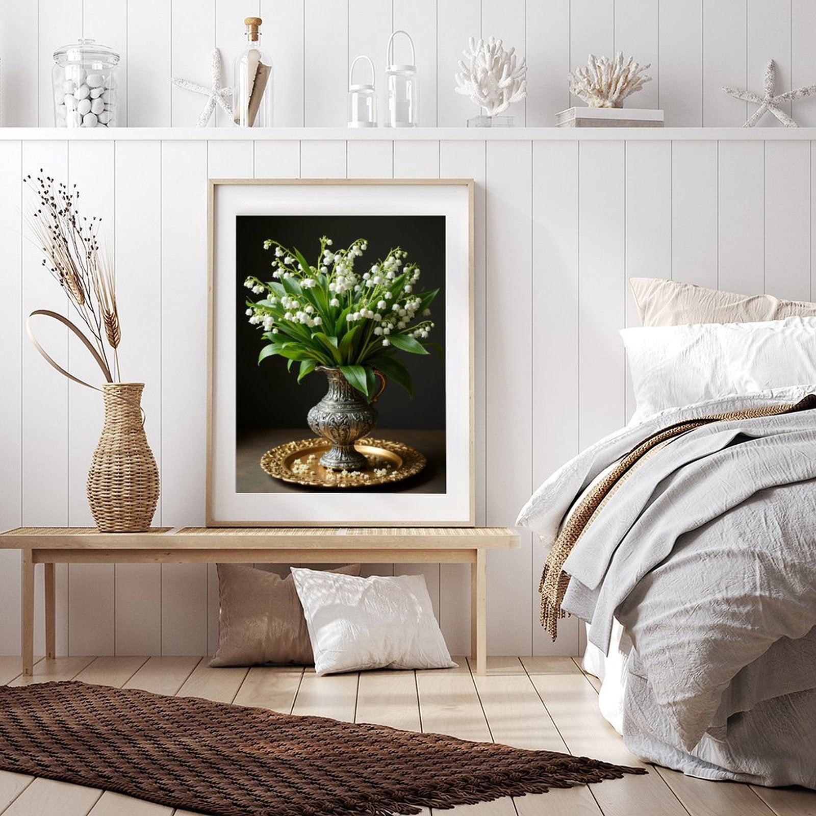 Diamond Art Kits for Adults - 5d Lily Of The Valley In Silver Vase Diamond Painting for Adults, Diamond Art for Adults Beginners, Diamond Painting Kits for Adults for Home Wall Decor