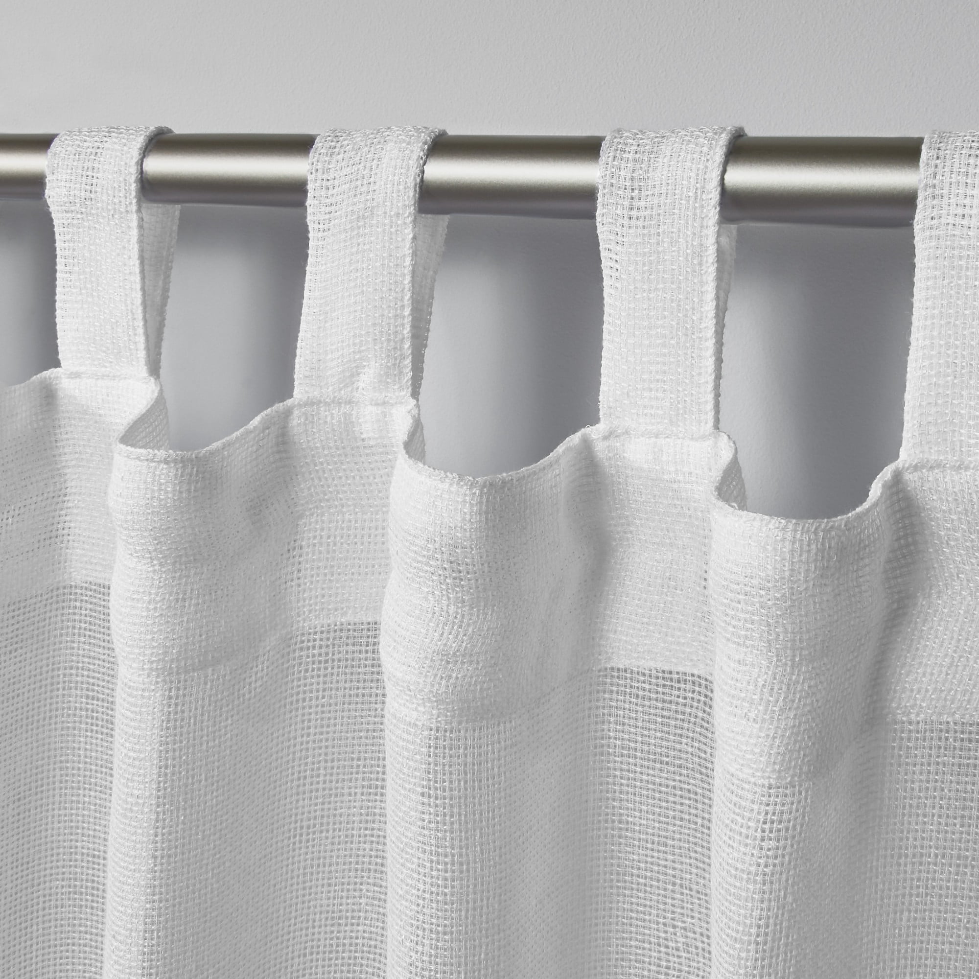 Exclusive Home Miami Semi-Sheer Indoor/Outdoor Hook-and-Loop Tab Top Curtain Panel Pair, 54"x84", Winter White