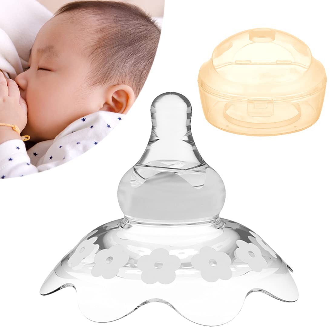 Nipple Shield, Nursing Mothers with Inverted & Sore Nipple with Carrying Case for Breastfeeding Mothers