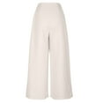 thumbnail image 5 of Aobny Business Pants for Women Loose White Gaucho Pants High Waisted Culottes Ankle Womens Travel Pants, 5 of 5