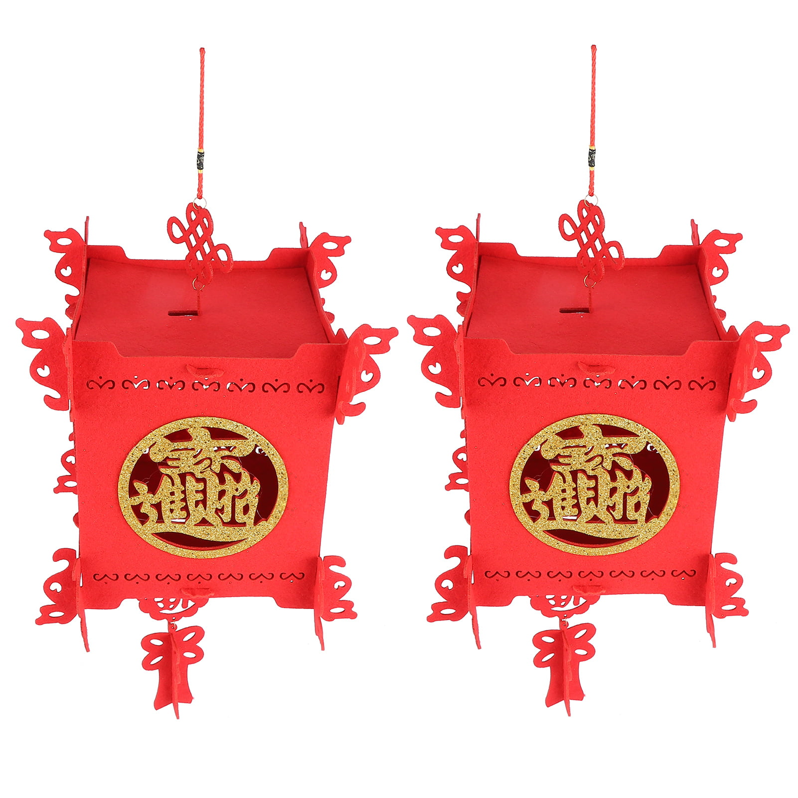 DIY Red Lantern Stable Chinese Traditional Lantern Felt Cloth Durable Opening 