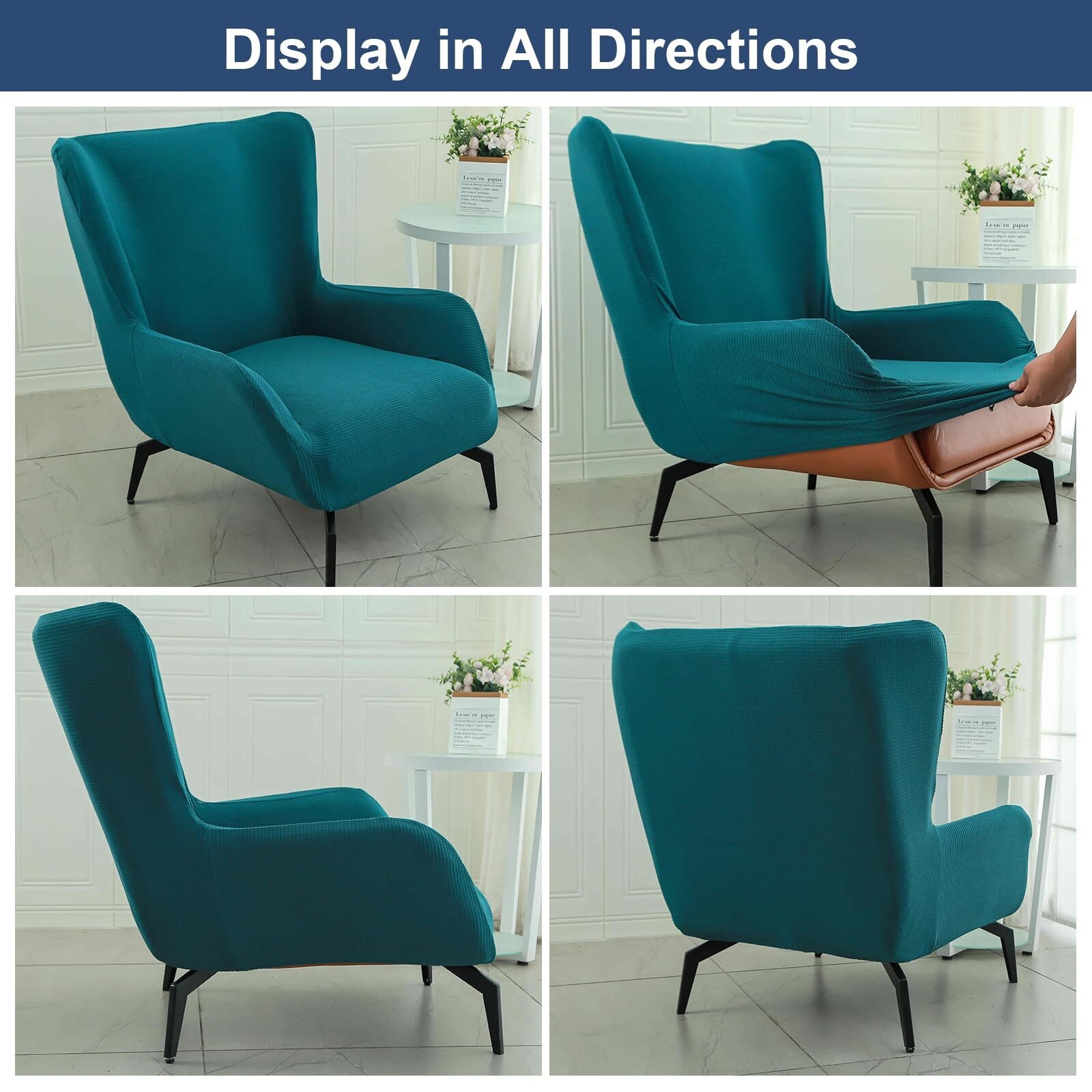BH-JJSMGS Mid Century Modern Accent Chair Cover Jacquard Armchair Slipcover Soft Armchair Sofa Covers Removable Washable Chair Covers with Arms Furniture Protector for Living Room
