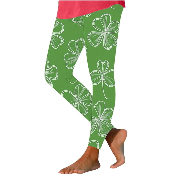 Womens High Waist Workout Leggings Stretchy Soft Shamrock Saint Pattys Day Tights Pants Yoga Fitness Trousers