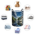 thumbnail image 4 of Fuzoiu Largemouth Bass Jumping Out of The Water Print Circular Hamper,Laundry Basket with Handle,Collapsible Laundry,Dirty Clothes Storage Basket,for Bedroom Bathroom Dorm Living Room-Small, 4 of 6