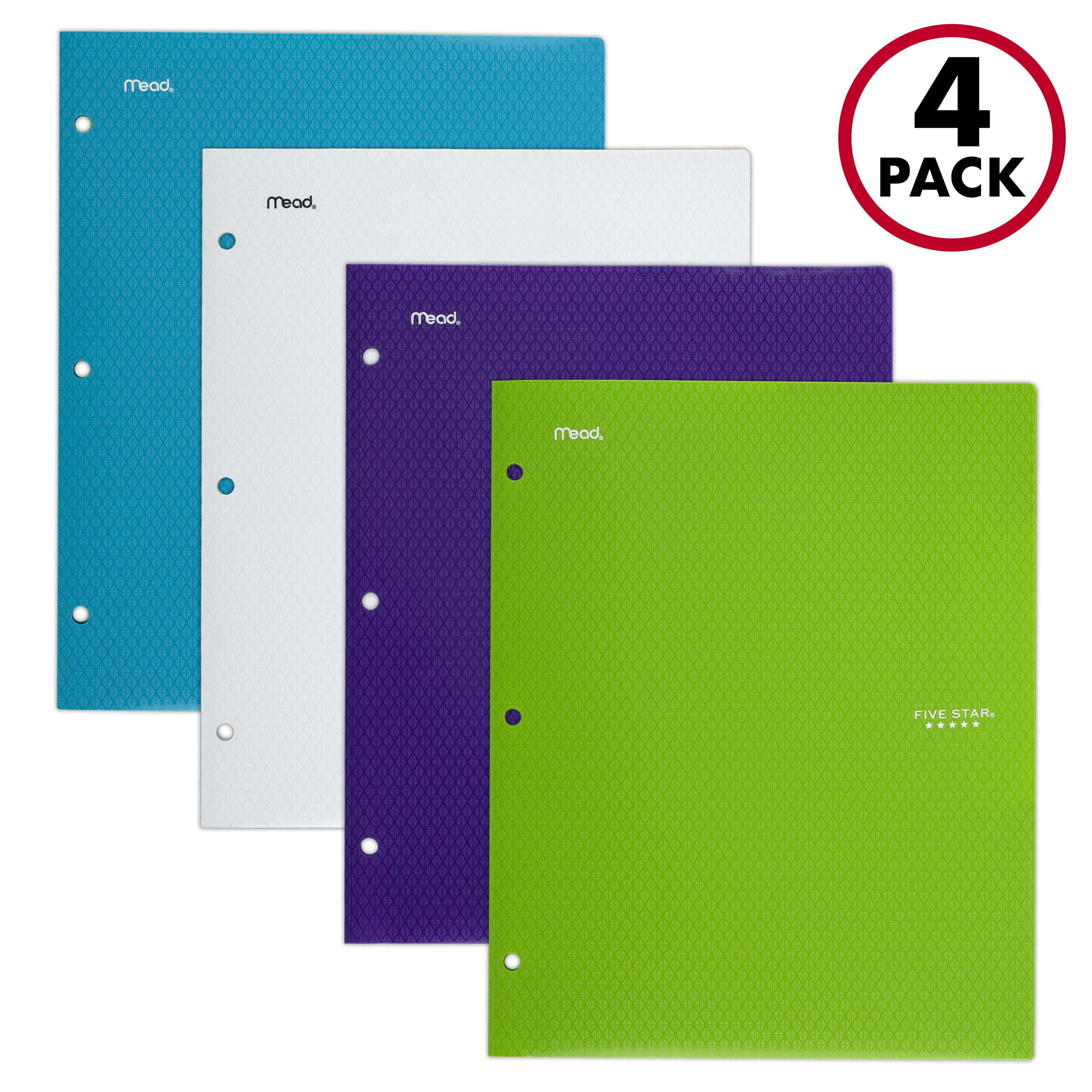 Mead FIVE STAR Plastic Folders 2-Pocket 3-Prong ASSORTED COLORS 8-Pack NEW 