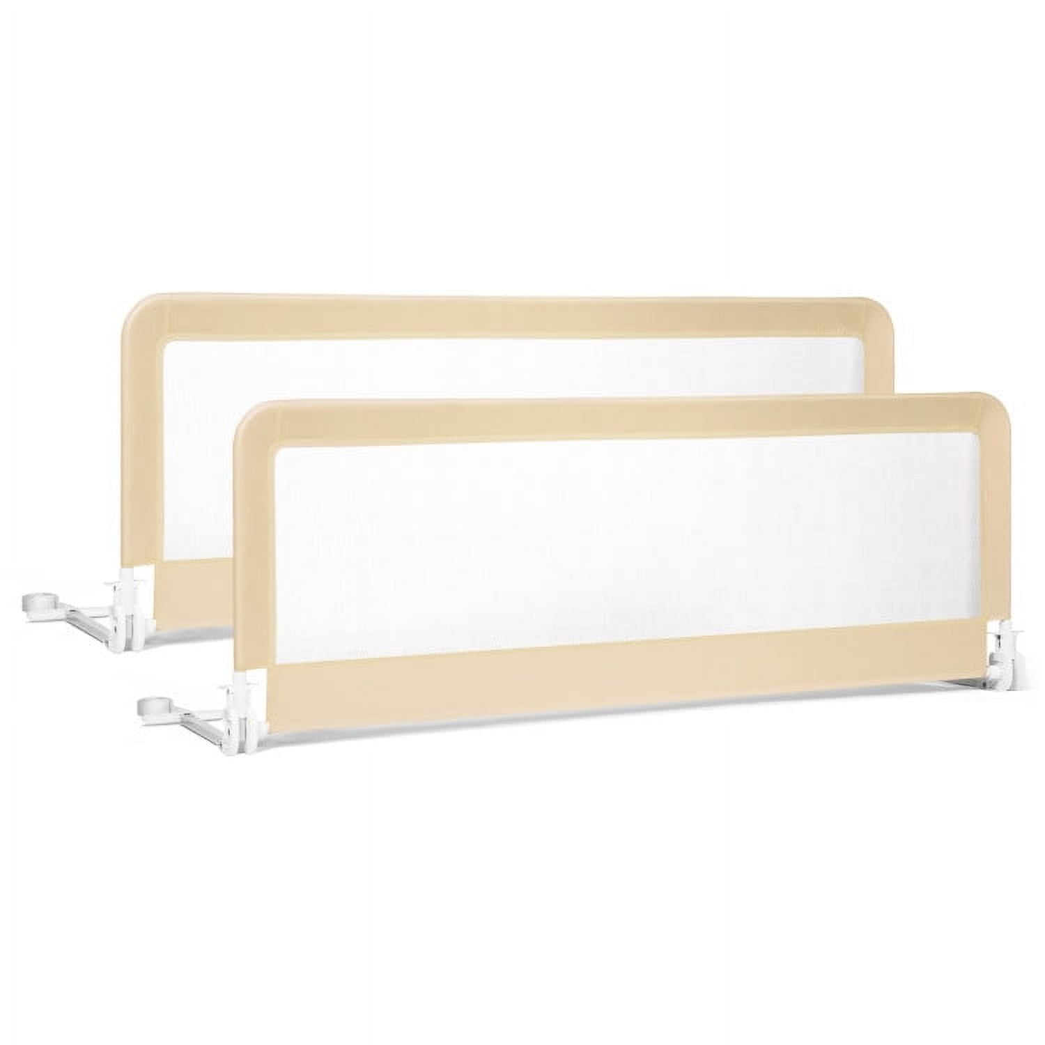 YYAo Bed Guard Rails,Bed Fence,Bed Gate for Baby,59 Inch Folding Breathable Baby Bed Rail Guard with Safety Strap-Beige