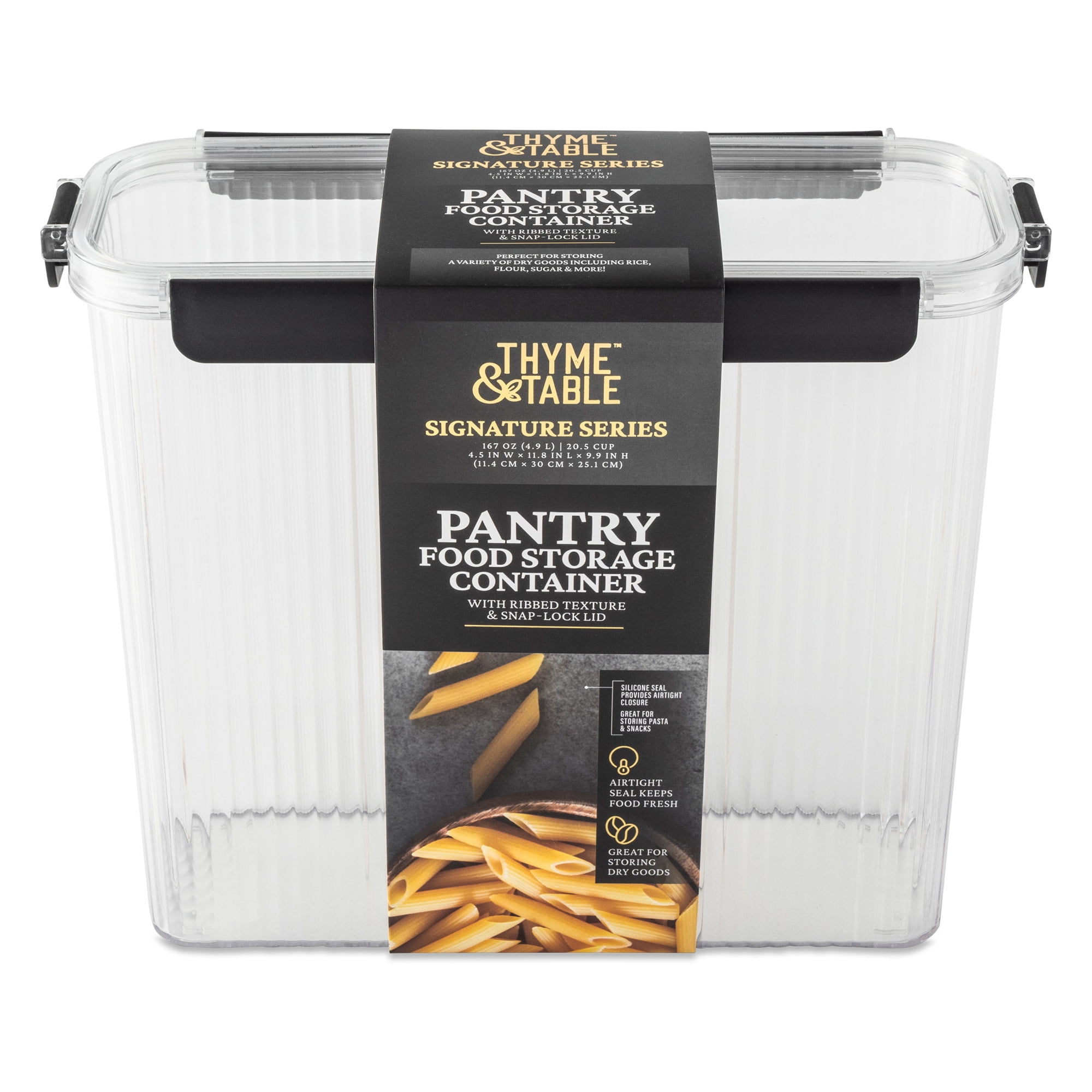 Thyme & Table 20.5 Cup Clear Ribbed Pantry Storage Container