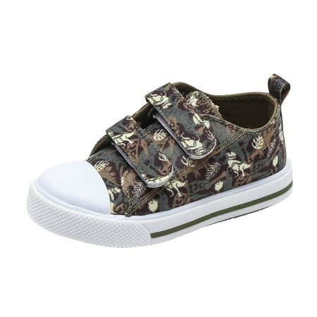 Zshosam Toddler Boys & Girls Shoes Kids Canvas Sneakers with Cartoon Dual Hook and Loops(Green 22)