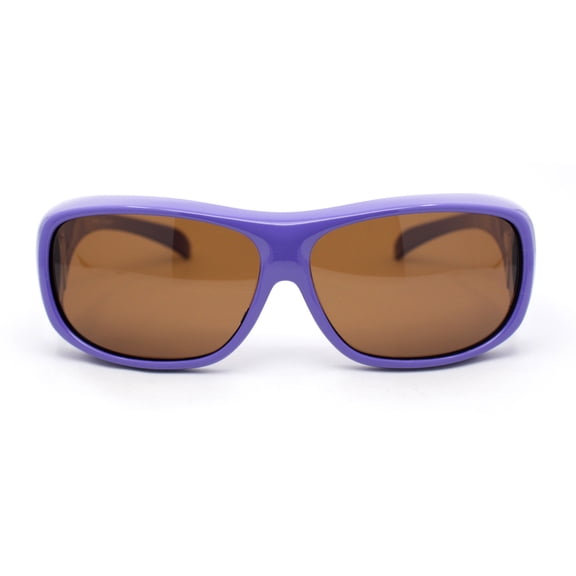 Polarized Pop Color Rectangle 62mm Fit Over Sunglasses Over Glasses Purple - Brown