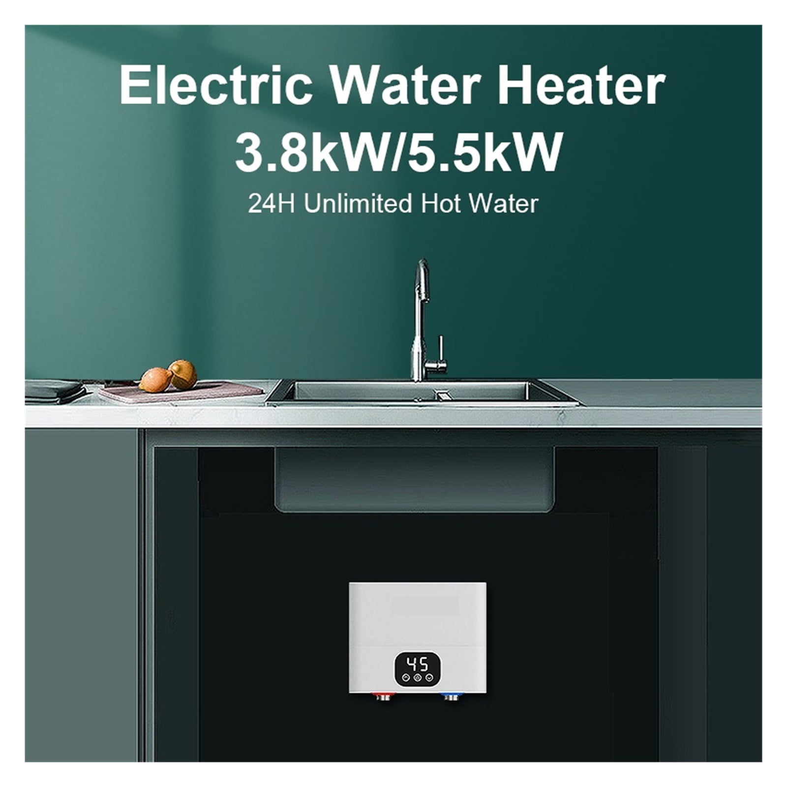 Mini Tankless Electric Water Heater Under Sink Instant Hot Water Oversink Instantaneous Water Heater, Electric Water Heater ,Safety Protections