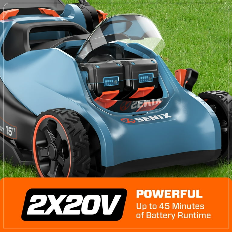 SENIX 40V Brushless 16in Deck Battery Lawn Mower, 15in Cutting