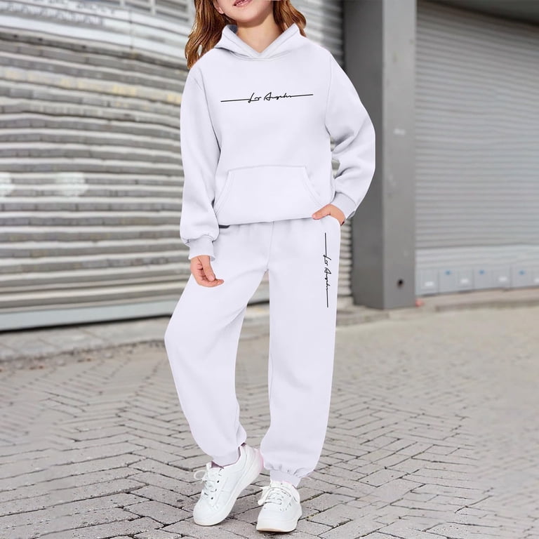AWZXDE Grey Kids Pullover Hoodie Solid Color Letter Print Grey
