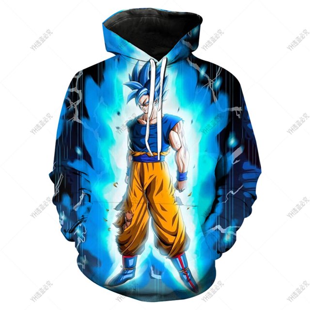 Sudadera con capucha de Dragon-Ball Z con estampado en 3D, sudadera de Goku de manga larga para niños con dibujos animados de otoño, ropa para niños, top para bebé, ropa 150 Gao Jinjia LED