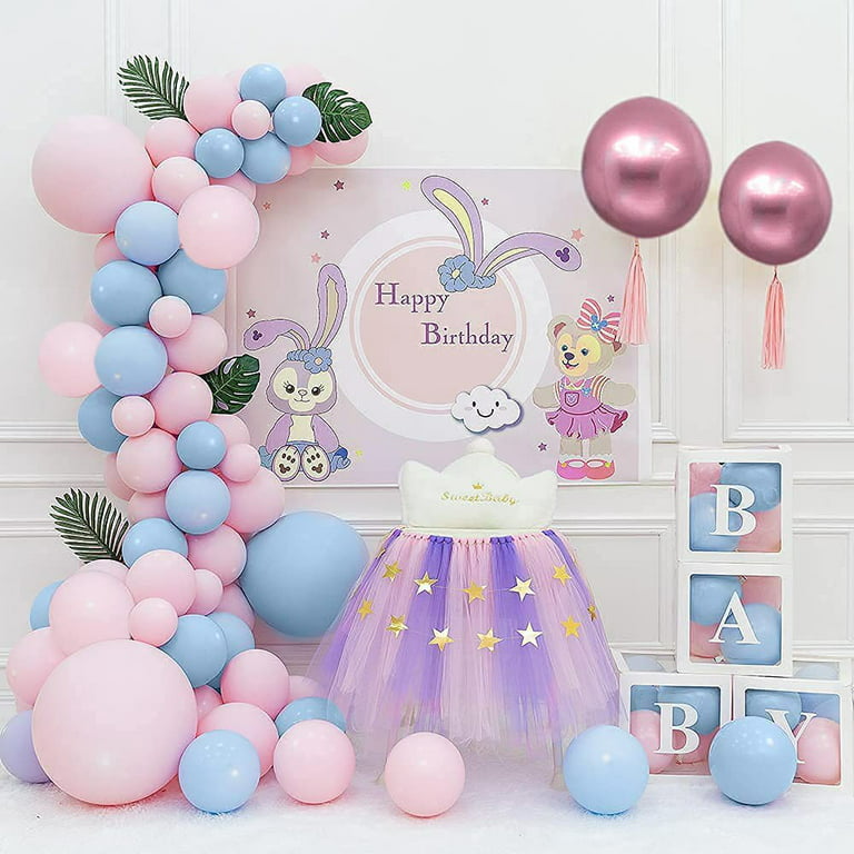 GEEKEO Blue Pink Balloon Garland, Gender Reveal Decoration with Blue Pink  Metallic Latex Balloon, Pastel Balloons Arch Kit for Baby Shower Wedding  Boy