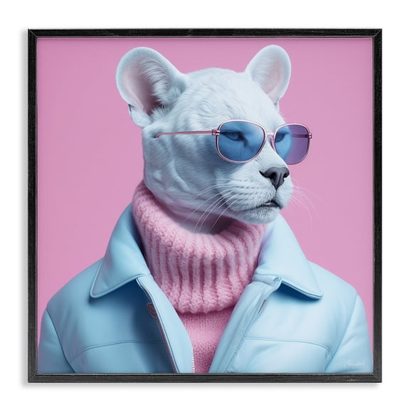 Stupell Industries Eclectic Pastel Stylish Panther Black Framed Giclee Art, 12 x 12, by Roozbeh