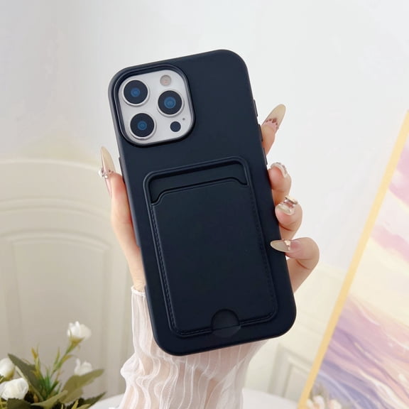 Allytechgroup Credit Card Slot Shockproof Slim Rugged Back Cover Cell Phone Case for Apple iPhone 11, Black