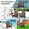 thumbnail image 4 of JUSTLET Adirondack Chair, Plastic Folding Outdoor Patio Chairs, Outside HDPE Chairs for Lawn, Yard, Brown, 4 of 10