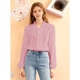 thumbnail image 5 of Women Dressy Casual Blouse Business Long Sleeve Tops Ruffle V Neck Work Shirt Fall Outfit Pink L, 5 of 8