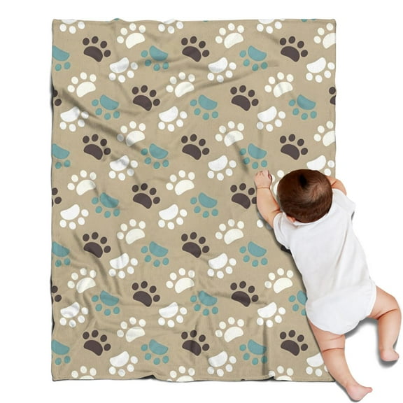 Paw Prints Blanket,Comfortable Soft Flannel Throw Blanket,All Season,Warm Lightweight Blankets for Sofa Bed Couch Living Room Chair,30"x40"(80x100cm)