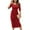 a-Red Womens Summer Dress, variant on Women Casual 3/4 Sleeve Solid/Floral Party Midi Dresses Crew Neck Ruched Bodycon Dresses Wrap T Shirt Summer Dress