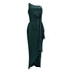 thumbnail image 3 of Vestidos de novia Prolriy para mujer, vestidos largos con lentejuelas, plisados, con abertura en la cintura y un hombro descubierto, 2024, para invitada de boda, color verde, talla XXL, 3 of 7