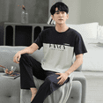 thumbnail image 1 of Conjunto de pijama de algodón para hombre, ropa de hogar holgada de manga fino corto, nuevo estilo, verano 2023, 1 of 5