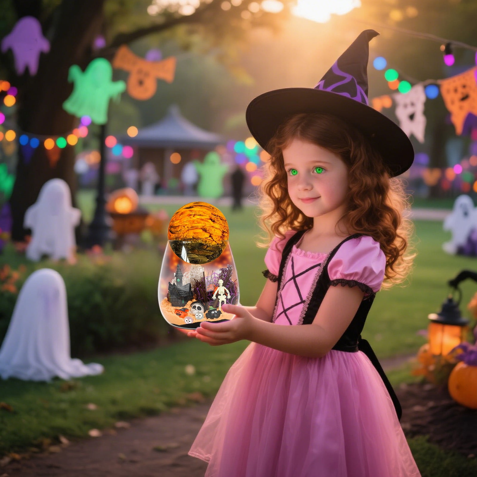 Halloween Light-Up Terrarium Kit for Kids - LED Night Light Birthday Gift for 4 5 6 7 8-12 Year Old - Halloween Toys DIY Arts and Crafts Kit for Kids - Best Presents