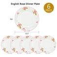 thumbnail image 5 of Round Porcelain Serving Plate English Rose Dinner Plate Set of 6 Appetizer Plates Salad Plate Set for Home & Kitchen 10.5" (26.5 cm), 5 of 13