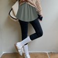 thumbnail image 3 of Gibobby faldas cargo moda para mujer, camisa versátil, suéter, falda superpuesta, mitad inferior y minifaldas para mujer, 2PC faldas(Blanco+Gris, XL), 3 of 4