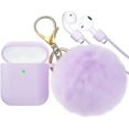 thumbnail image 1 of Estuche, funda de silicona con llavero de bola de pelo compatible con Apple Airpods 2 1,, 1 of 1