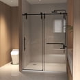 thumbnail image 4 of Shower Door 44-48" x 76" H Frameless Sliding Shower Door, 5/16" (8mm) Clear Tempered Glass, Stainless Steel Frame,Matte Black,Glass Shower Door, 4 of 25