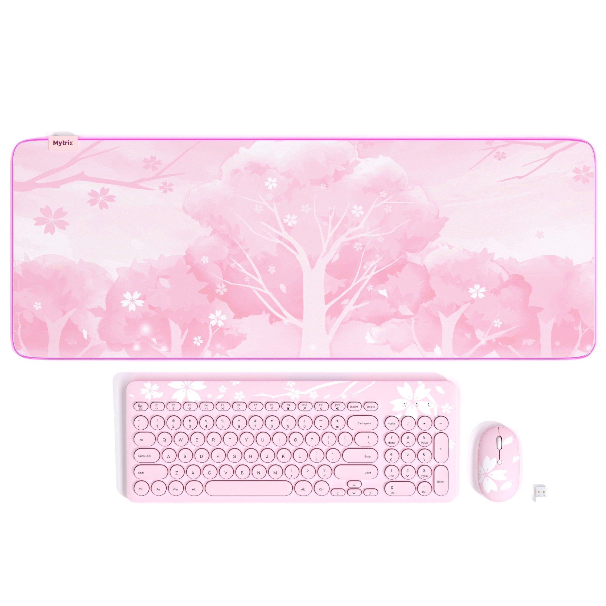 Mytrix Sakura Cherry Pink Wireless Keyboard Mouse Combo (96 Keys Layout