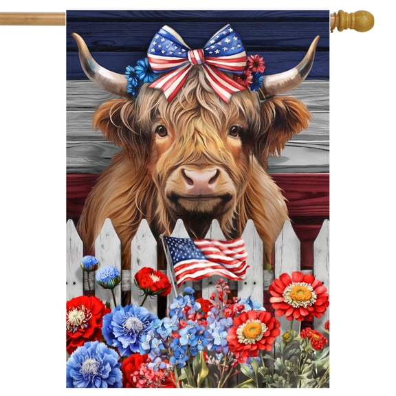 Briarwood Lane Summer House Flag 40x28 For Outdoor Patriotic Highland Cow For Summer House Flag